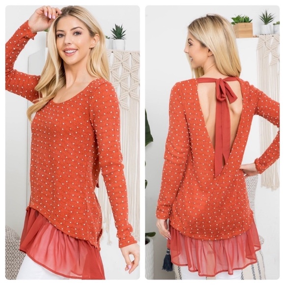 Only 1 left ❤️Beautiful Avere Ryu dark orange scoop neck lace sweater - Picture 3 of 8